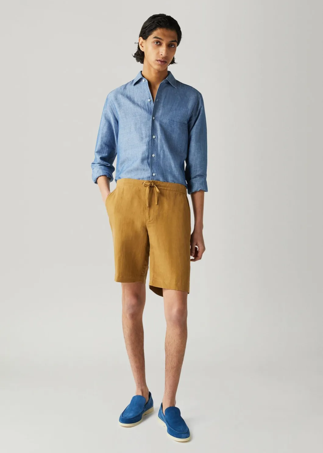 Clearance Flat Drawstring Bermuda Shorts Man Trousers & Bermudas