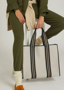 Cheap Medium The Suitcase Stripe Bag Woman Top Handle And Totes