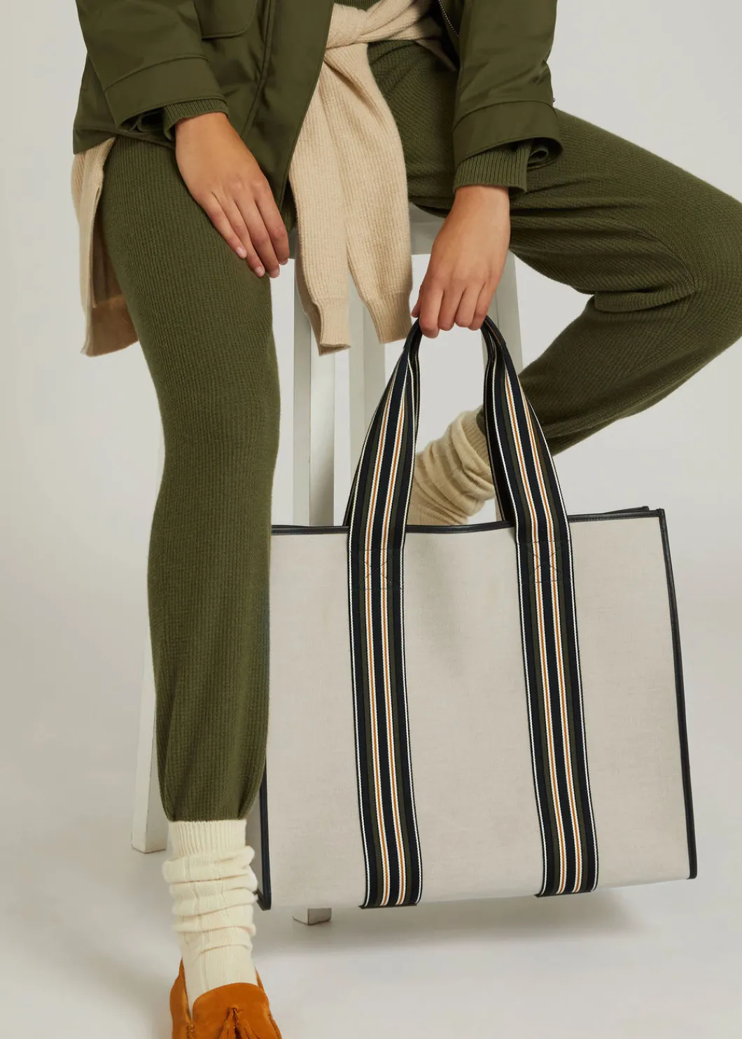 Cheap Medium The Suitcase Stripe Bag Woman Top Handle And Totes