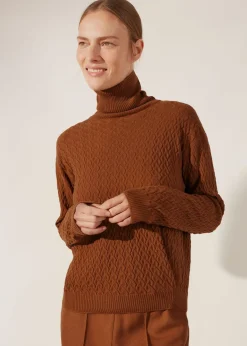 Shop Micro Cables Turtleneck Woman Knitwear
